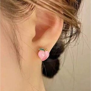 Peach Earrings, Peach Stud Earrings